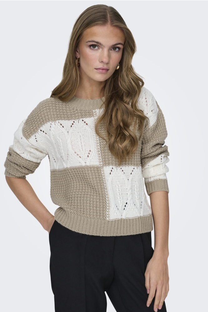 JDYJUSTY L/S MIX STRUCTURE PULLOVER 15276930 CEMENT/CEMENT